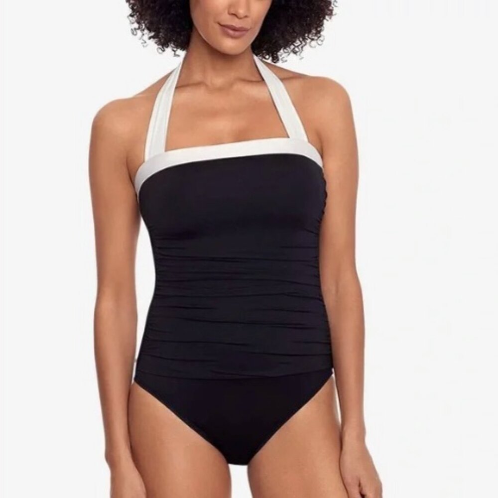 LAUREN Ralph Lauren Bel Air One-Piece Black Swimsuit Sz 12